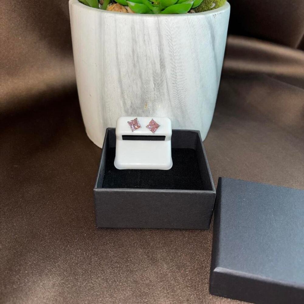 Sterling silver pink sapphire earrings new